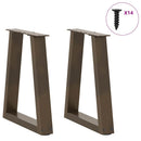 sofabordsben V-formet 2 stk. naturstål 38 x (42-43,3) cm stål