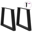 sofabordben V-formet 2 stk. sort 50x(42-43,3) cm stål