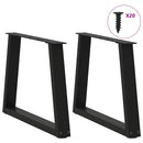 sofabordben V-formet 2 stk. sort 50x(42-43,3) cm stål