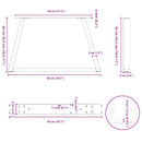 sofabordben V-formet 2 stk. sort 50x(42-43,3) cm stål