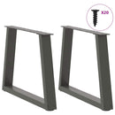 sofabordsben V-formet 2 stk. antracit 50x(42-43,3) cm stål