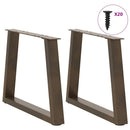 sofabordsben V-formet 2 stk. naturstål 50x(42-43,3) cm stål