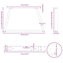 sofabordsben V-formet 2 stk. sort 70 x (42-43,3) cm stål