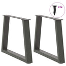 sofabordsben V-formet 2 stk. antracit 70 x (42-43,3) cm stål