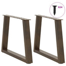 sofabordsben V-formet 2 stk. naturstål 70 x (42-43,3) cm stål