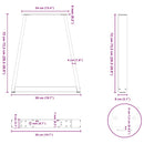 spisebordsben V-formet 2 stk. sort 50x(72-73,3) cm stål