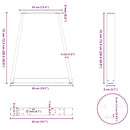 spisebordsben V-formet 2 stk. hvid 50x(72-73,3) cm stål