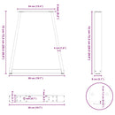 spisebordsben V-formet 2 stk. antracit 50x(72-73,3) cm stål