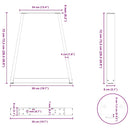 spisebordsben V-formet 2 stk. naturstål 50x(72-73,3) cm stål