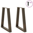 spisebordsben V-formet 2 stk. naturstål 50x(72-73,3) cm stål