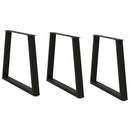 spisebordsben V-formet 3 stk. sort 70 x (72-73,3) cm stål