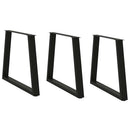 spisebordben V-formet 3 stk. sort 80 x (72-73,3) cm stål