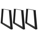 spisebordben V-formet 3 stk. sort 90 x (72-73,3) cm stål