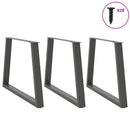 spisebordsben V-formet 3 stk. antracit 100x(72-73,3) cm stål