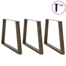 spisebordben V-formet 3 stk. naturstål 100x(72-73,3) cm stål