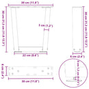 sofabordsben V-formet 2 stk. hvid 30x(30-31,3) cm stål