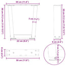 sofabordsben V-formet 2 stk. naturstål 30x(30-31,3) cm stål