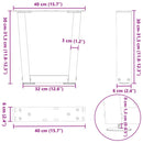 sofabordben V-formet 2 stk. sort 40x(30-31,3) cm stål