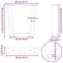 sofabordben V-formet 2 stk. sort 40x(30-31,3) cm stål