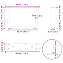 sofabordsben V-formet 2 stk. hvid 60 x (30-31,3) cm stål