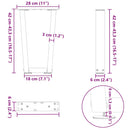sofabordsben V-formet 2 stk. sort 28 x (42-43,3) cm stål