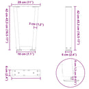 sofabordsben V-formet 2 stk. sort 28 x (42-43,3) cm stål