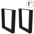 sofabordben V-formet 2 stk. sort 50x(42-43,3) cm stål