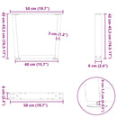 sofabordsben V-formet 2 stk. naturstål 50x(42-43,3) cm stål