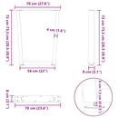 spisebordsben V-formet 2 stk. sort 70 x (72-73,3) cm stål