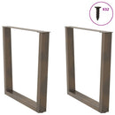 spisebordsben V-formet 2 stk. naturstål 90 x (72-73,3) cm stål