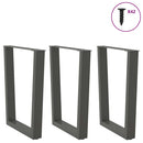 spisebordsben V-formet 3 stk. antracit 70 x (72-73,3) cm stål