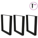 spisebordben V-formet 3 stk. sort 90 x (72-73,3) cm stål