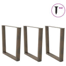 spisebordsben V-formet 3 stk. naturstål 90 x (72-73,3) cm stål