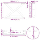 sofabordsben 2 stk. sort 50x(30-31,3) cm stål