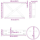sofabordsben 2 stk. naturstål 60 x (30-31,3) cm stål