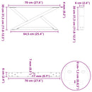 sofabordsben 2 stk. antracit 70 x (30-31,3) cm stål