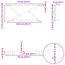 sofabordsben 2 stk. naturstål 70 x (30-31,3) cm stål