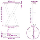 sofabordsben 2 stk. antracit 28 x (42-43,3) cm stål