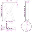 sofabordsben 2 stk. hvid 38 x (42-43,3) cm stål