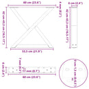 sofabordsben 2 stk. hvid 60 x (42-43,3) cm stål