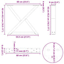 sofabordsben 2 stk. naturstål 60 x (42-43,3) cm stål