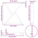 spisebordsben 2 stk. sort 70 x (72-73,3) cm stål