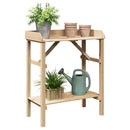 Plantebord med hylde Naturfarvet 75 x 40 x 90 cm Solid fyrretræ