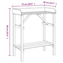 Plantebord med hylde Naturfarvet 75 x 40 x 90 cm Solid fyrretræ