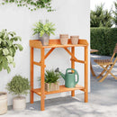 Plantebord med hylde Brun 75 x 40 x 90 cm Massiv fyrretræ