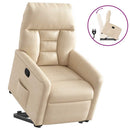 massagestol med løftefunktion mikrofiberstof beige