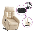 massagestol med løftefunktion mikrofiberstof beige