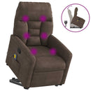 massagestol med løftefunktion mikrofiberstof brun