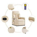 massagestol med løftefunktion mikrofiberstof beige