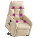 massagestol med løftefunktion mikrofiberstof beige